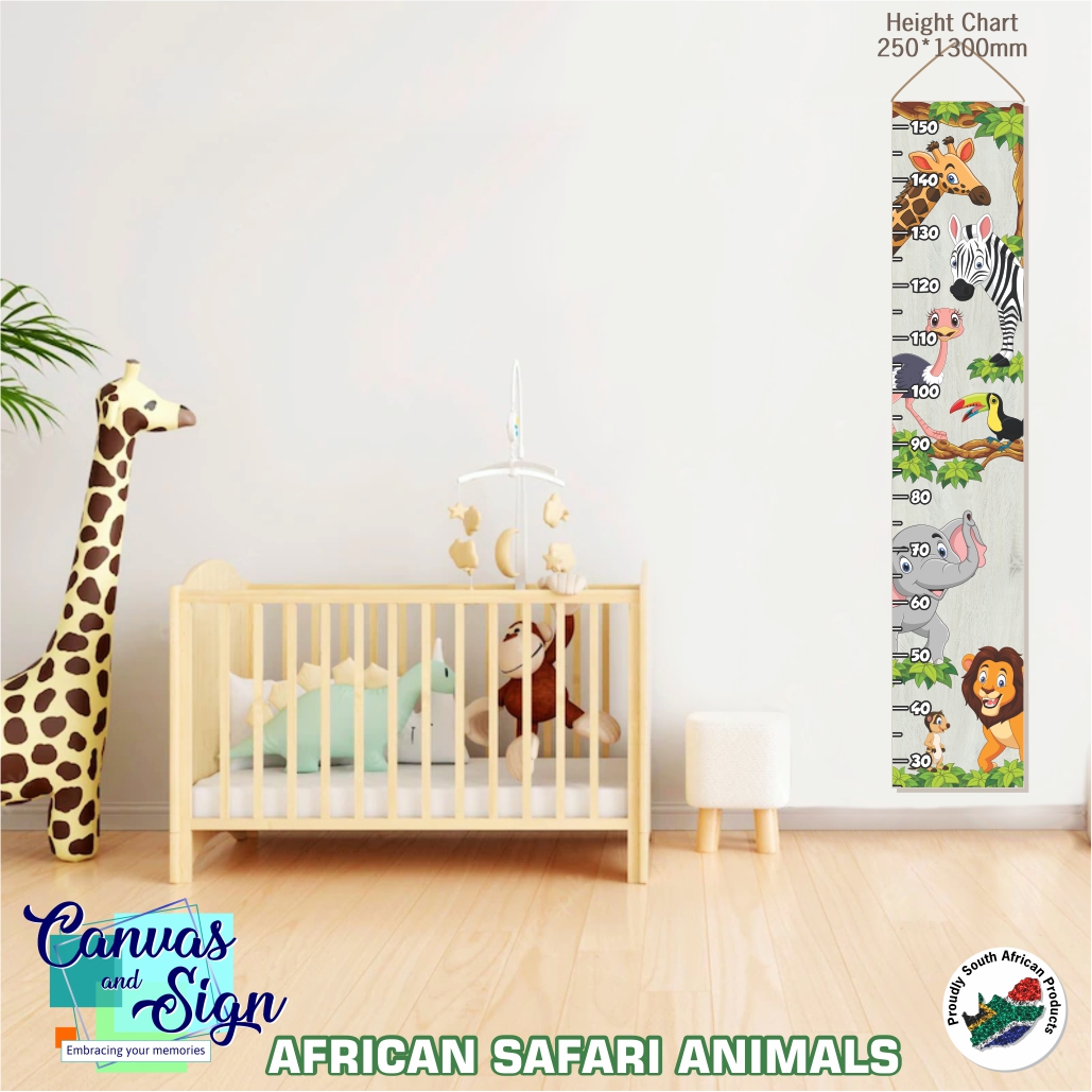  - Height Chart 250 x 1300mm - African Safari Animals