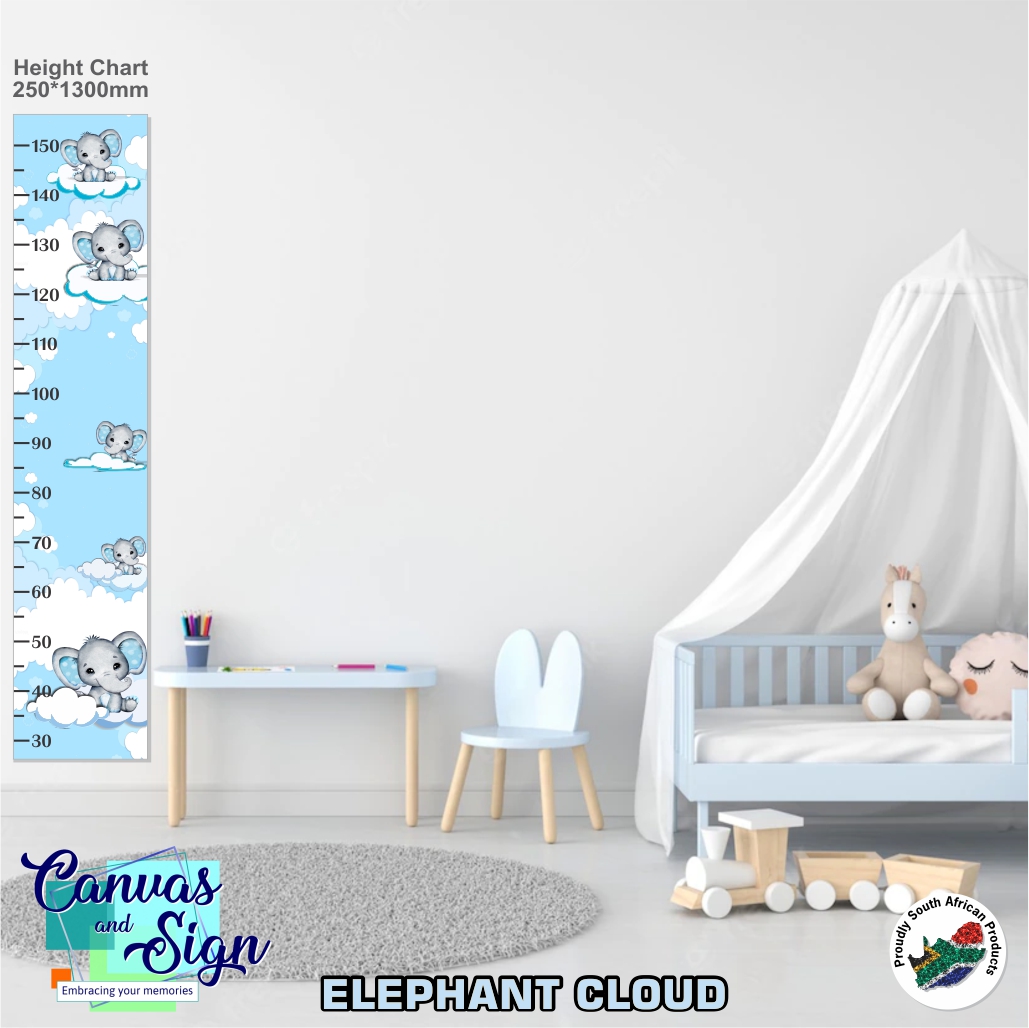  - Height Chart 250 x 1300mm - Elephant Cloud