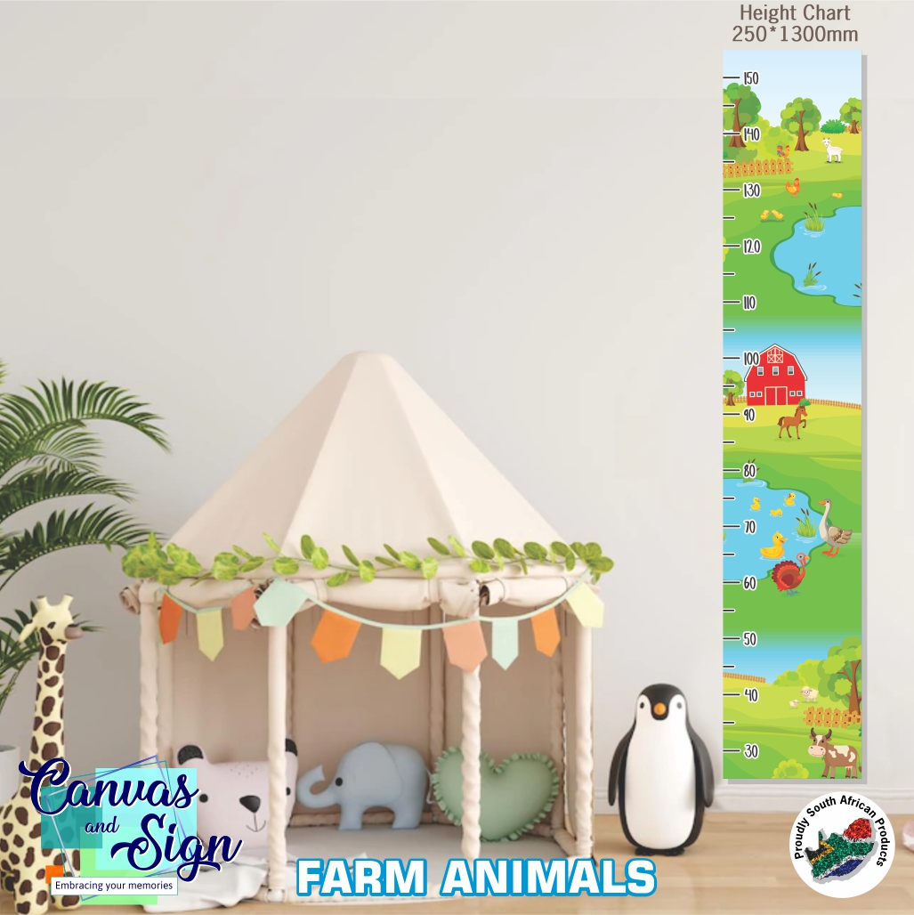  - Height Chart 250 x 1300mm - Farm Animals