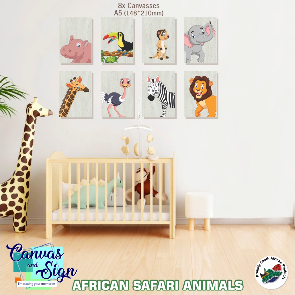  - CANVAS 8 x A5 - African Safari Animals