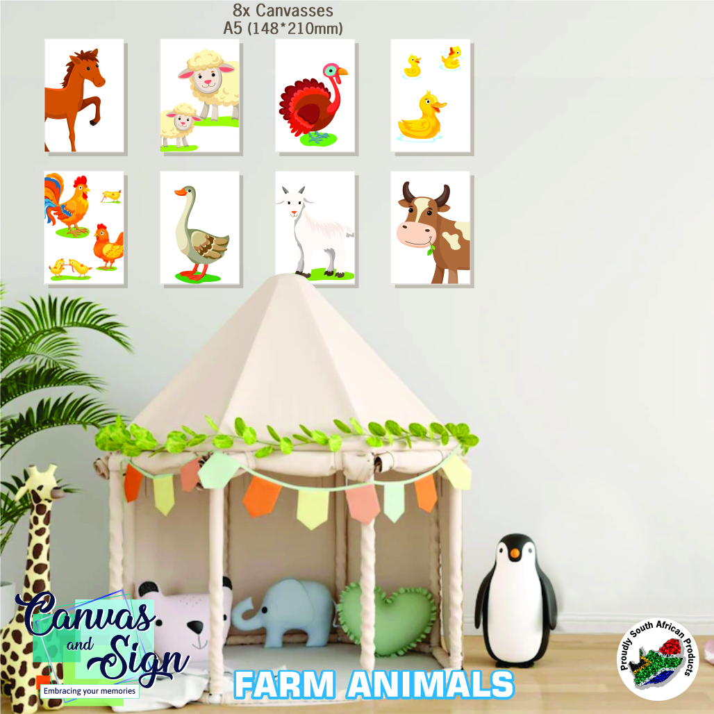  - CANVAS 8 x A5 - Farm Animals