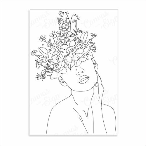  - Line Art Lady Flower Head 3