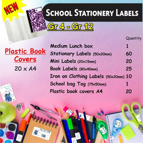  -  Gr4 - Gr12 + Clear Plastic  Book covers